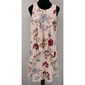 LRL Lauren Ralph Lauren Pink Floral Crepe Tiered Dress Size 12
